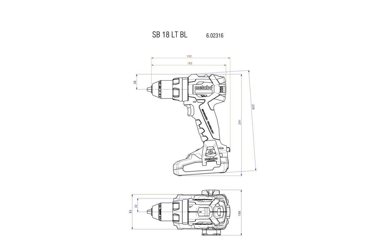 Аккумуляторная ударная дрель Metabo SB 18 LT BL Картонная коробка (602316890)