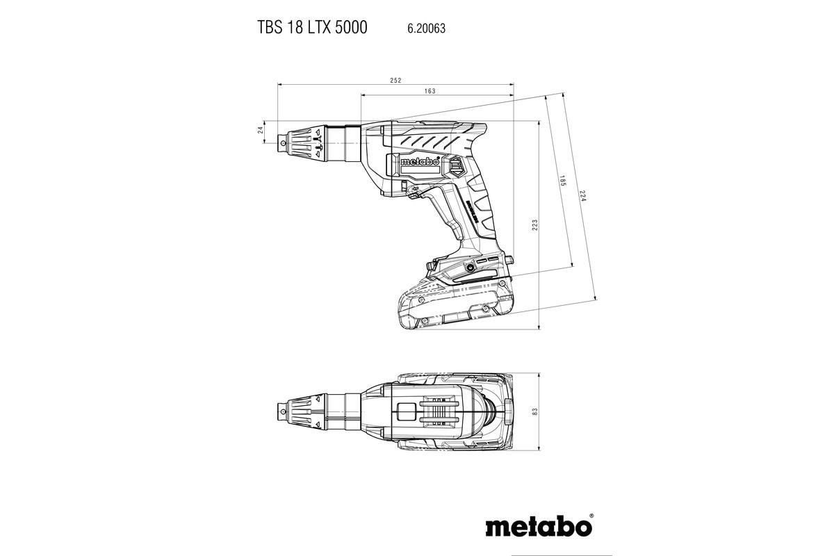 Аккумуляторный шуруповерт для гипсокартона Metabo TBS 18 LTX BL 5000 metaBOX 145 L (620063540)