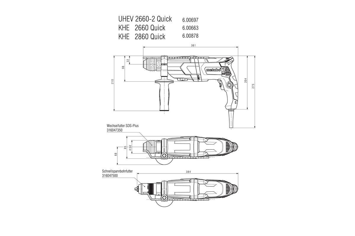 Комбинированный перфоратор Metabo KHE 2660 Quick Пластиковый кофр (600663590)