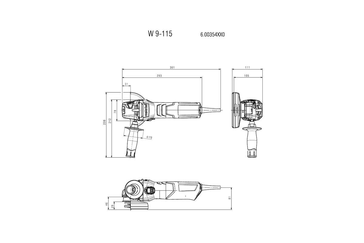 Болгарка Metabo W 9-115 Картонная коробка (600354390)