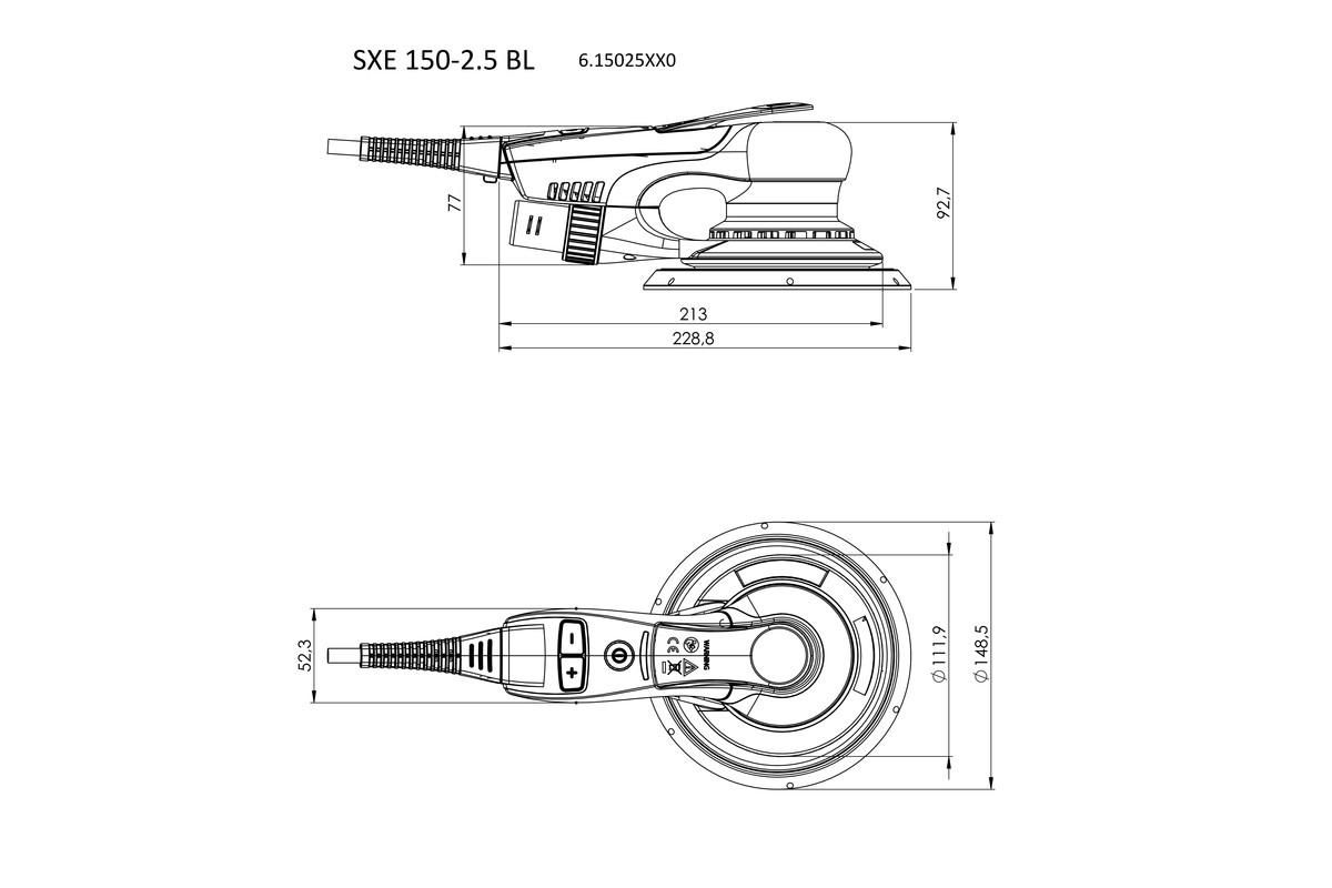 Эксцентриковая шлифовочная машина Metabo SXE 150-2.5 BL Картонная коробка (615025000)